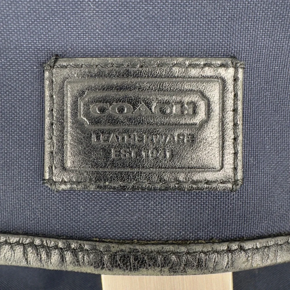 Coach Leatherware Navy Blue Canvas Leather Messenger Bag Crossbody J2S-6424